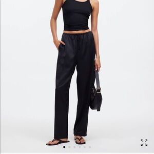 NWT MADEWELL Pintucked Slim Pull-On Pants in Satin